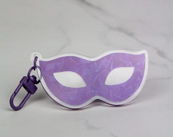Holografisk lila maskeradmask akryl nyckelring