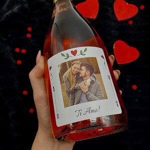 Spumante analcolico personalizzato con foto e dedica - Idea regalo per compleanno, anniversario, San Valentino, baby shower e Natale.
