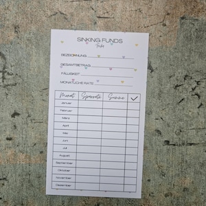 Sinking Fund Tracker a6 - various designs Herzen
