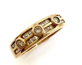 Vintage 9ct Gold Diamond Dress Band Ring, Size N