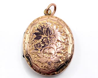 Victorian 9ct Gold Back and Front Engraved Photograph Locket Pendant, circa 1880–1900