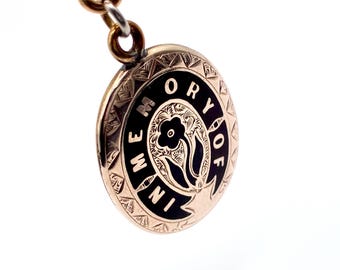 Victorian 9ct Gold and Black Enamel “In Memory Of” Photograph Locket Pendant