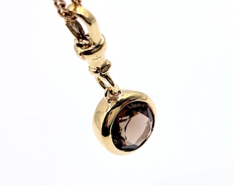 Natural Smoky Quartz 9ct Gold “Sweetie” Charm Pendant with Swivel Dog Clip