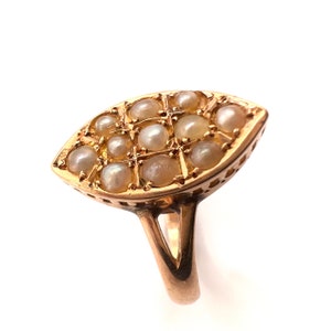 Viktorianischer 15 Karat Gold-Perlenring, Größe M 1/2