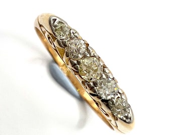 Victorian 18ct Gold Old Cut Diamond Ring, Size M 1/2