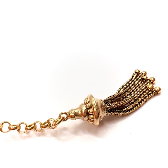 Antique Gold Victorian Tassel Charm Pendant on be… - image 6
