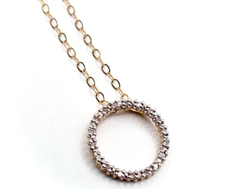 Vintage 1990s 9ct Gold Diamond Wreath Pendant Necklace, 18 Inch Chain
