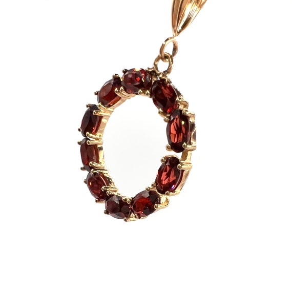 Antique 9ct Gold Victorian Garnet Rondel Pendant - Gem