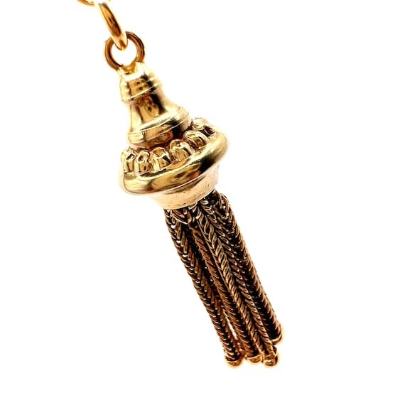 Antique Gold Victorian Tassel Charm Pendant on be… - image 1