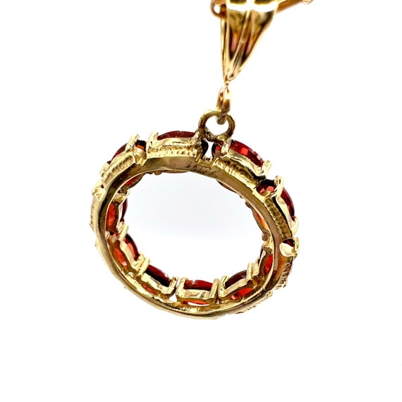 Antique 9ct Gold Victorian Garnet Rondel Pendant - Gem