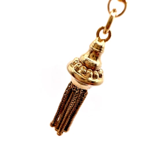 Antique Gold Victorian Tassel Charm Pendant on be… - image 4