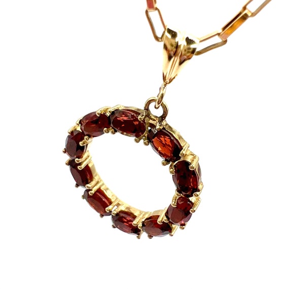 Antique 9ct Gold Victorian Garnet Rondel Pendant - Gem