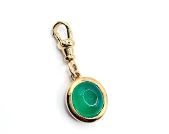 Natural Chrysoprase 9ct Gold “Sweetie” Charm Pendant with Swivel Dog Clip