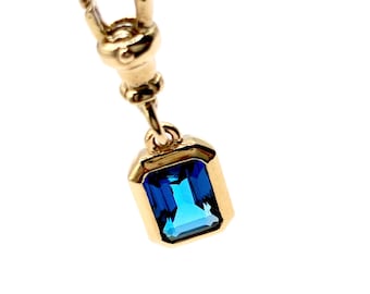 Natural Sapphire 9ct Gold “Sweetie” Charm Pendant with Swivel Dog Clip