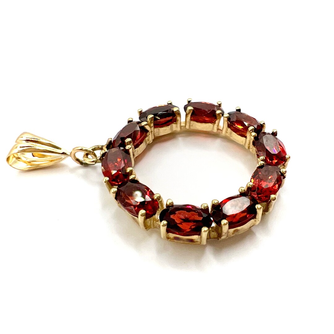 Antique 9ct Gold Victorian Garnet Rondel Pendant - Etsy
