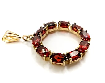 Antique 9ct Gold Victorian Garnet Rondel Pendant