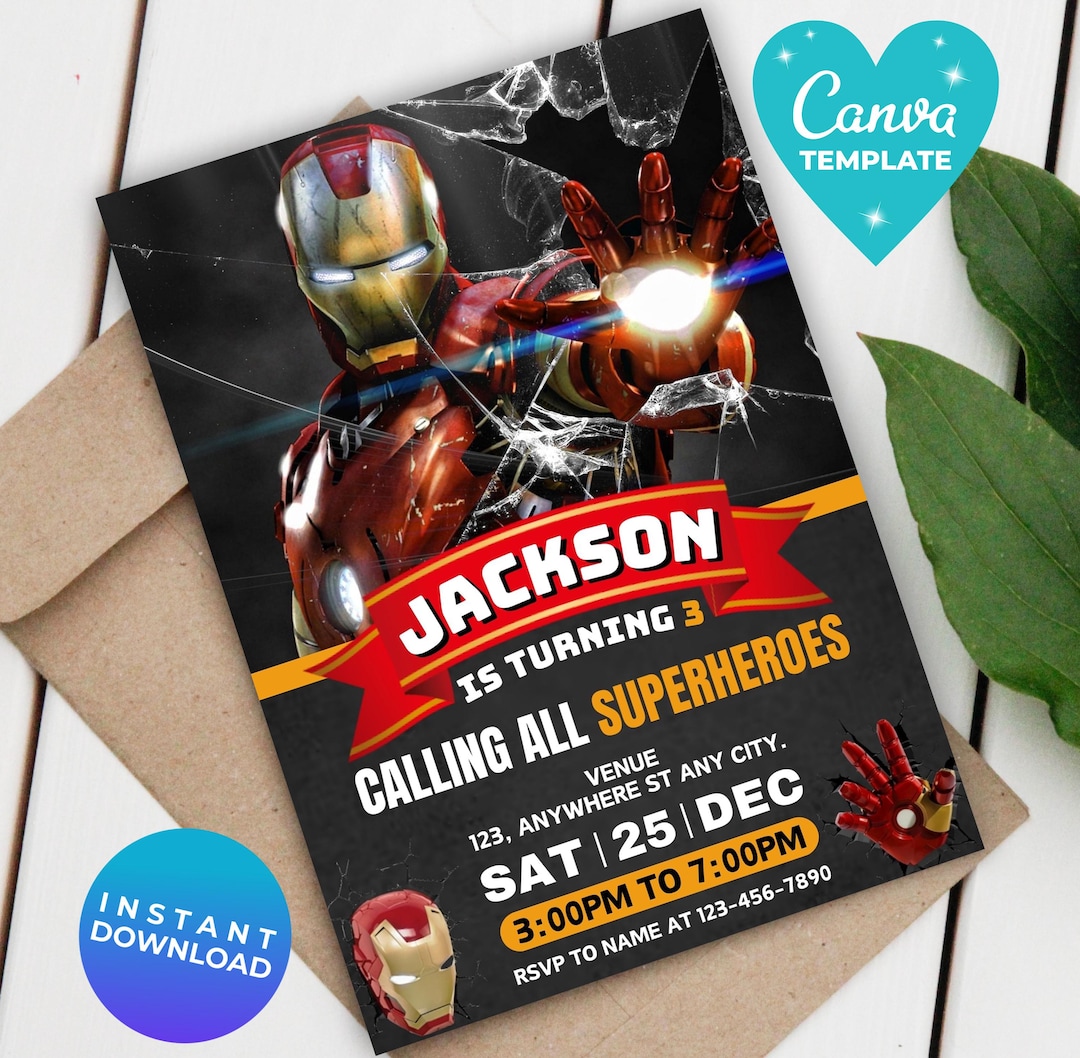 Editable Iron Man Birthday Invitation | Avengers Invitation | Iron Man ...