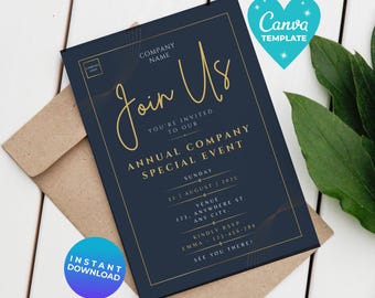 Company Anniversary Invitation Company Special Event Invitation Office Invite Business Party Template Instant Download Canva Template