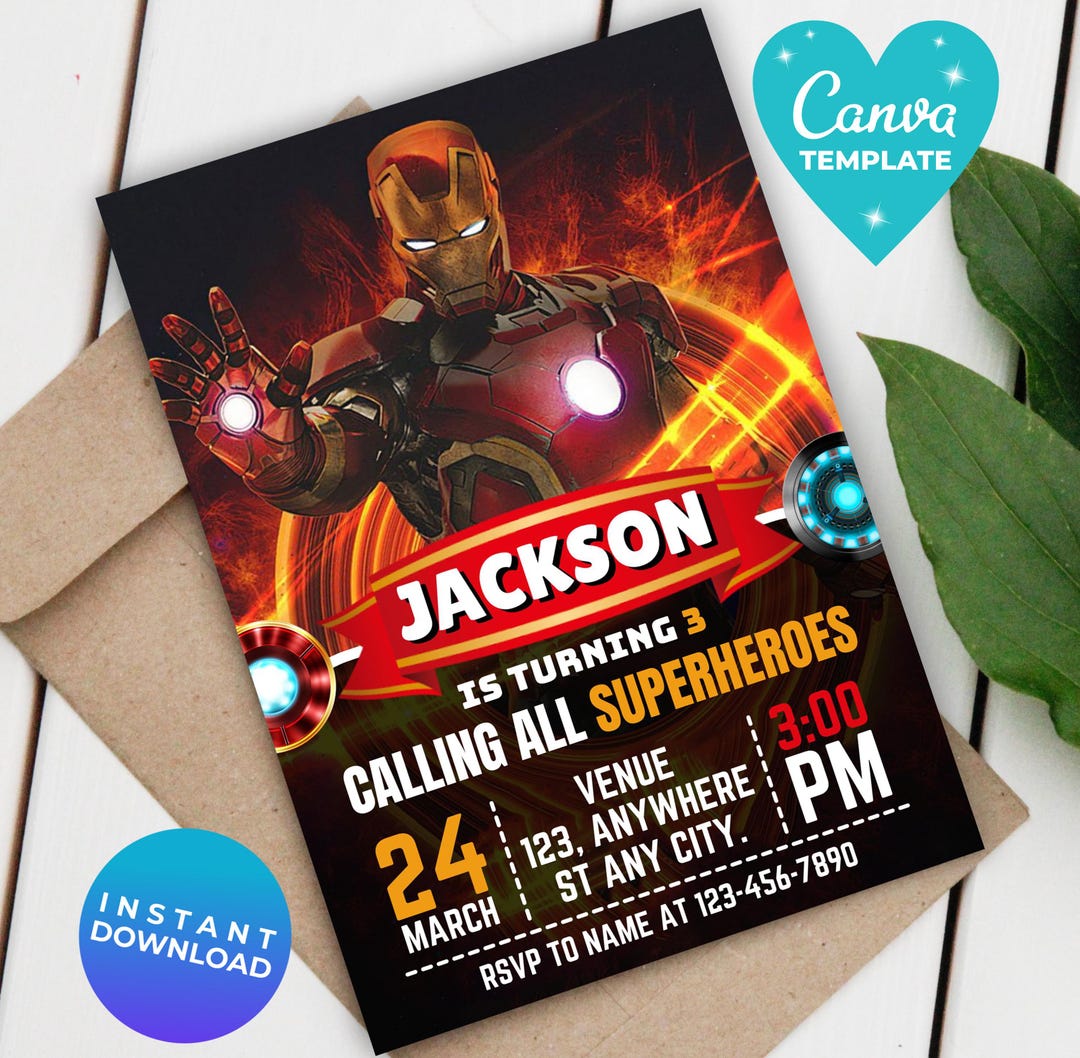 Iron Man Birthday Invitation | Marvel Superhero Party Invite | Avengers ...