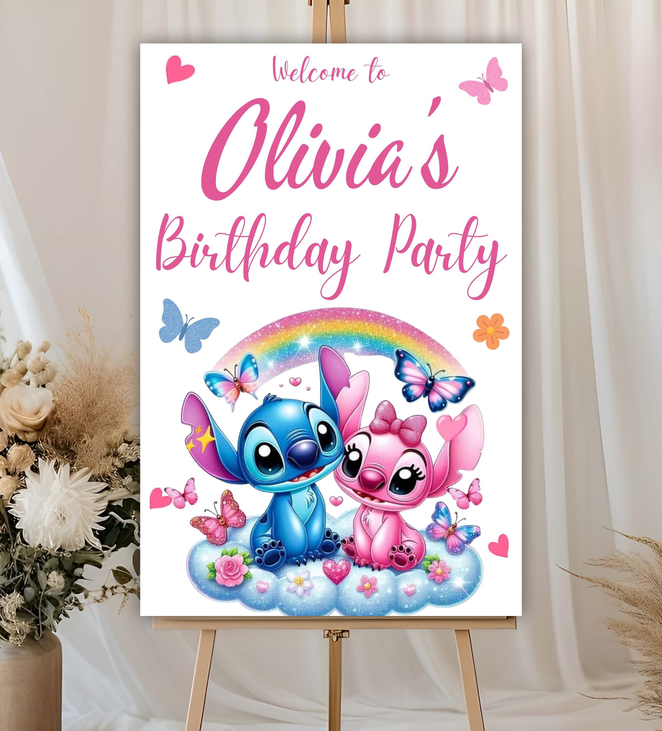 Stitch Sign In Editable Stitch Welcome Sign Template, Cute Stitch Birthday Party ...