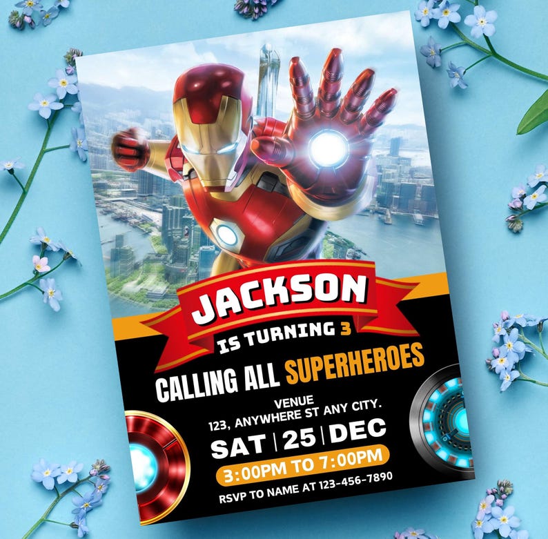 Iron Man Birthday Invitation | Editable Superhero Party Invite | Marvel ...
