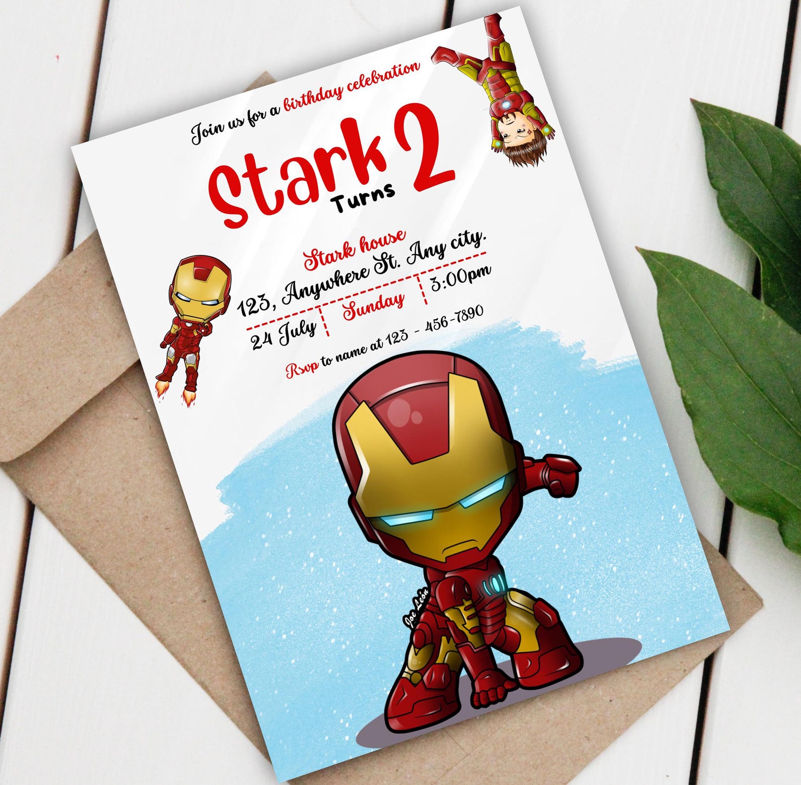 Editable Iron Man Birthday Invitation Canva Template Iron Man ...