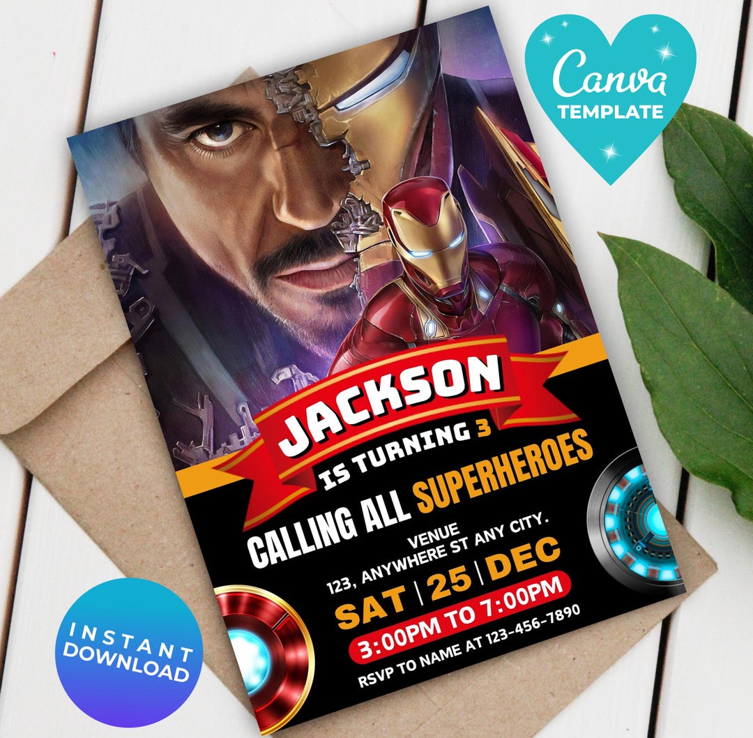 Iron Man Birthday Invitation | Editable Superhero Party Invite | Marvel ...