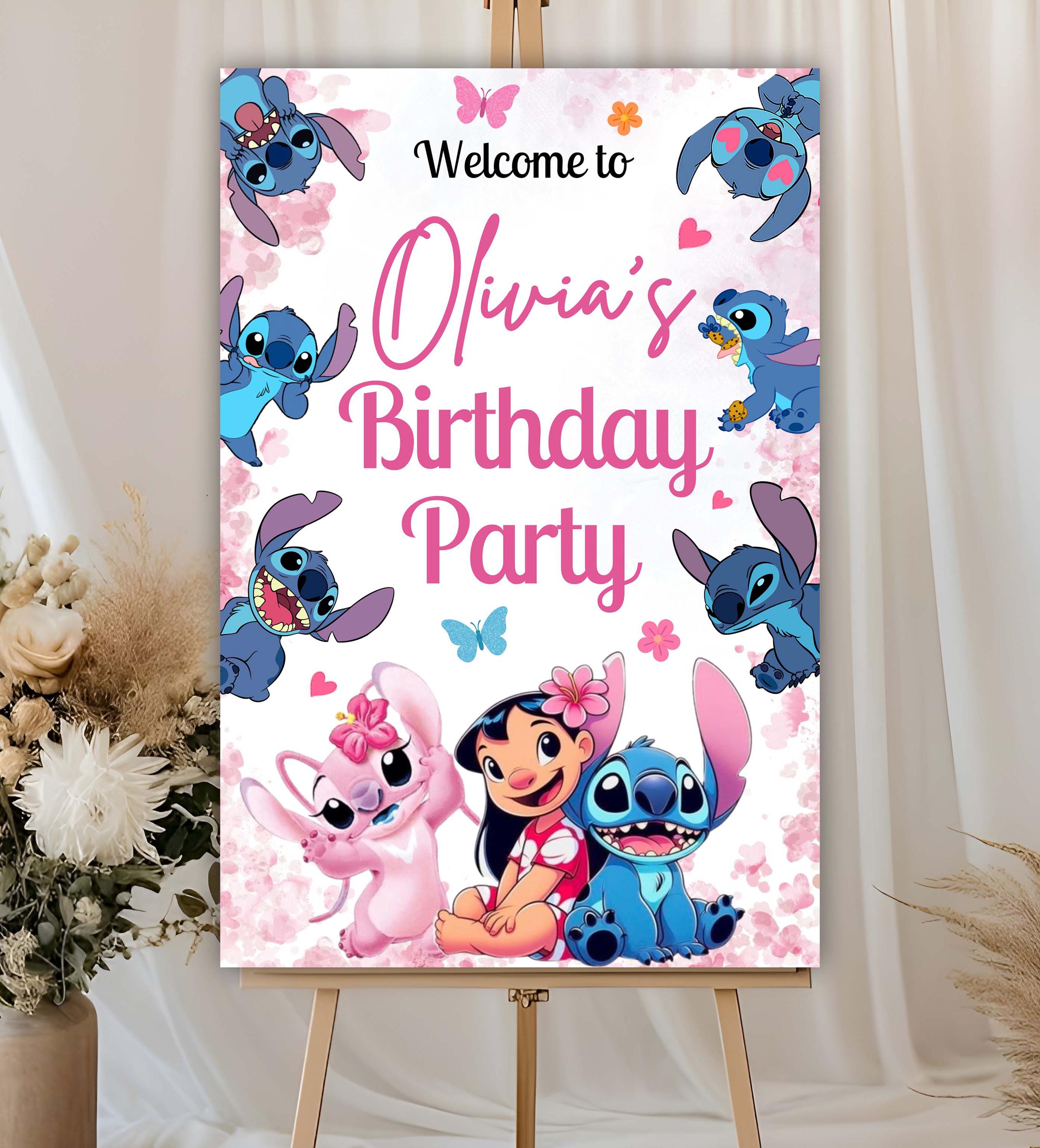 Stitch Sign In Editable Angel & Stitch Welcome Sign Template, Lilo and Stitch Party ...