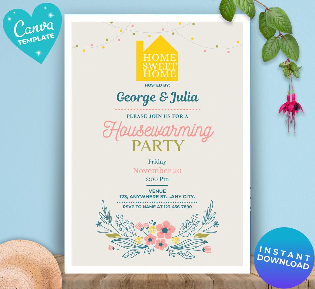 Editable Housewarming Invitation Housewarming Party Home Sweet Home ...
