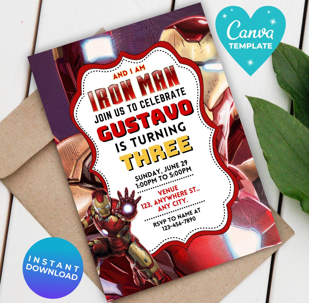 Iron Man Birthday Invitation | Editable Superhero Invite | Avengers ...