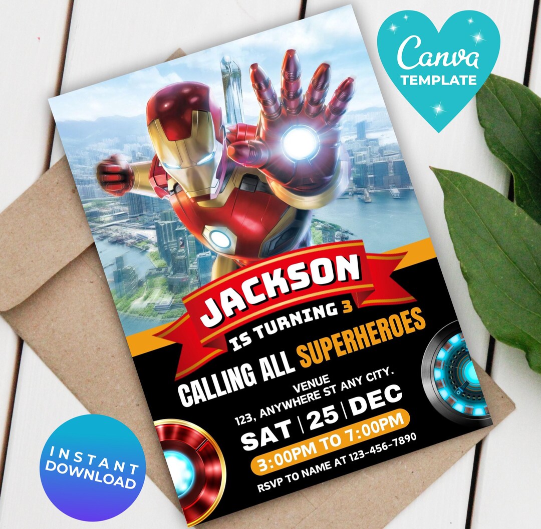 Iron Man Birthday Invitation | Editable Superhero Party Invite | Marvel ...