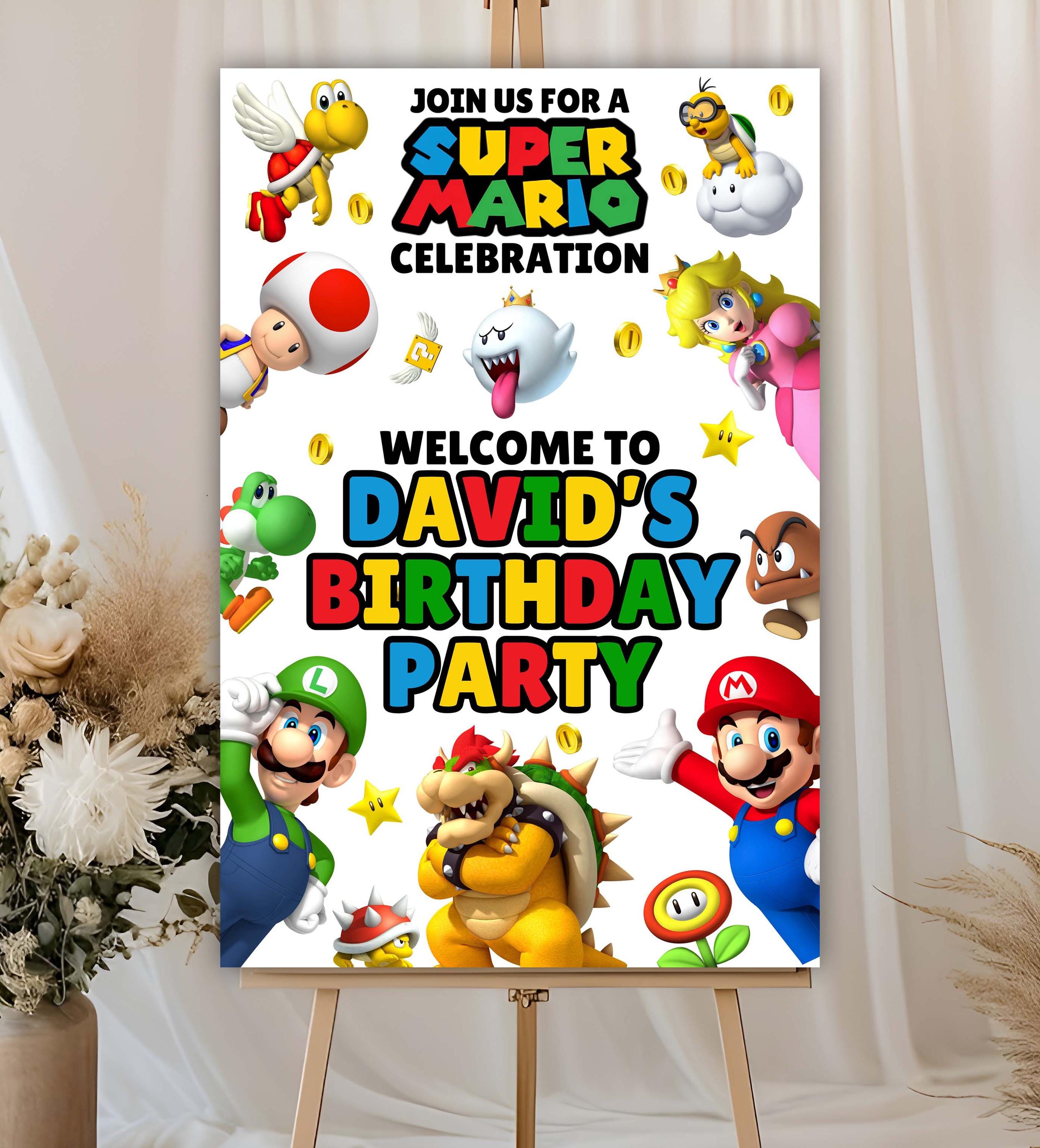 Editable Super Mario Welcome Sign Template, Mario Bros Party, Printable ...