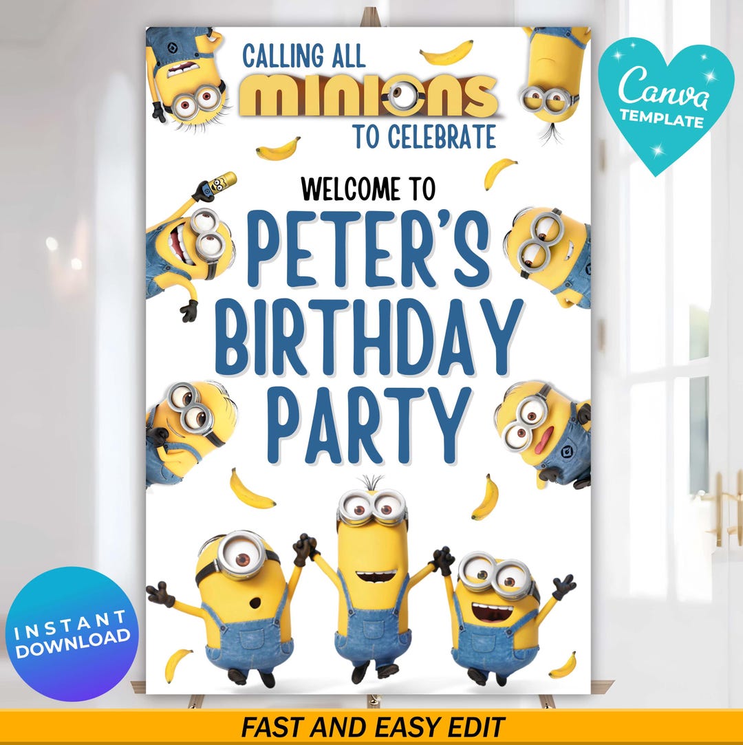 Editable Cute Yellow Mini Welcome Sign Template | Mini Party Welcome ...