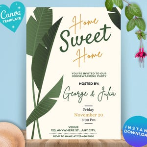 Editable Housewarming Invitation Housewarming Party Home Sweet Home Template New Home Party New House Instant Download Canva Template