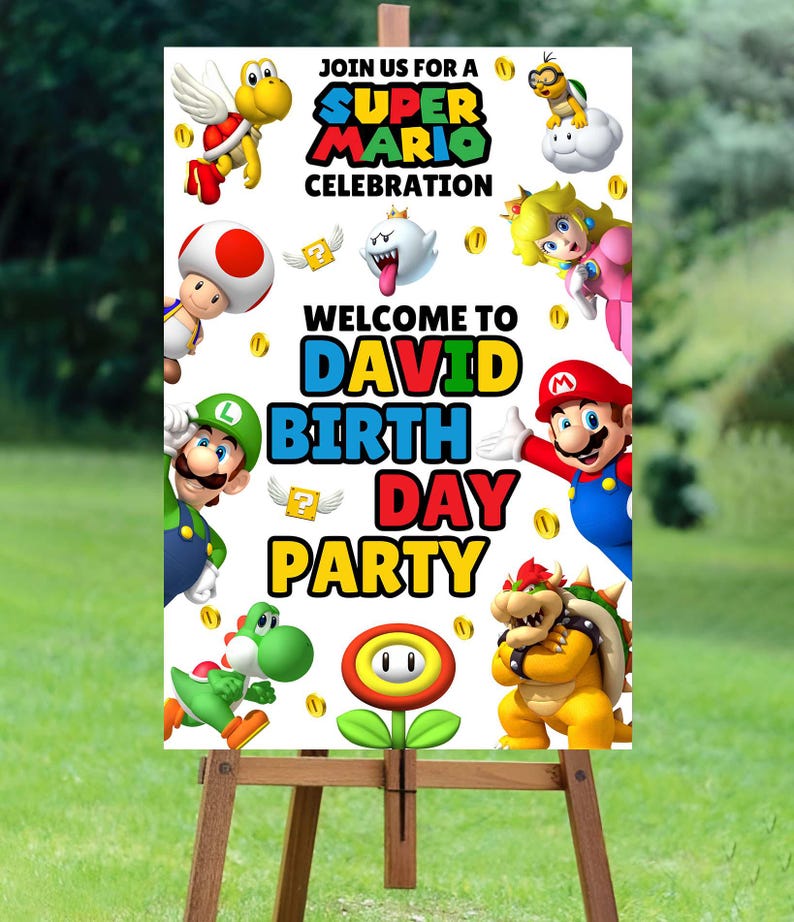 Editable Super Mario Welcome Sign Template, Mario Bros Party, Printable ...