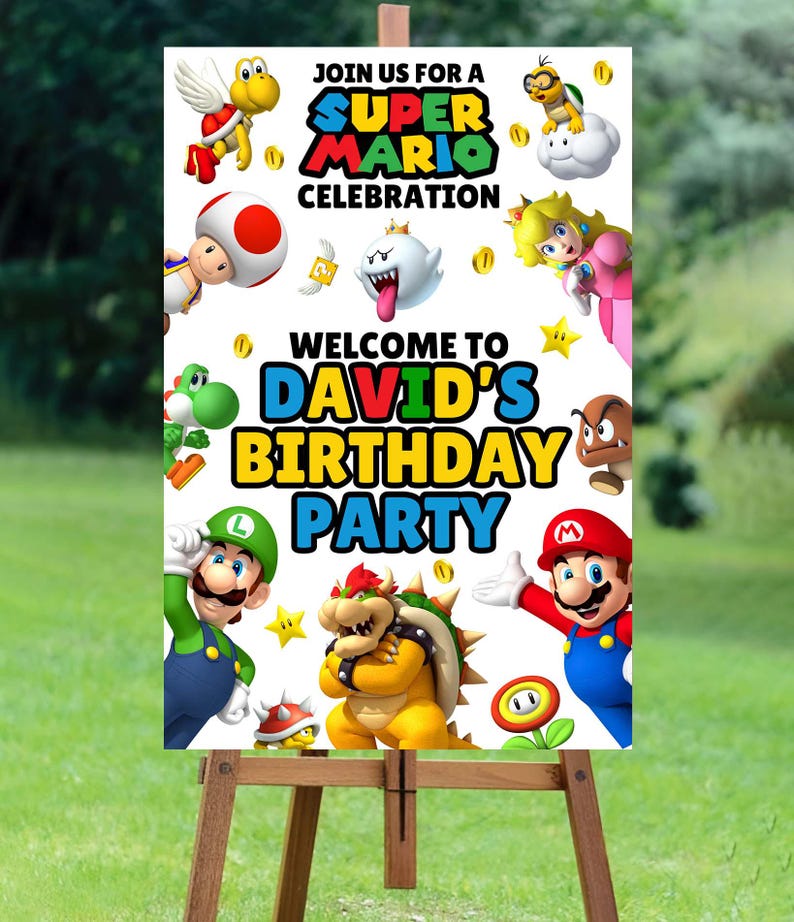 Editable Super Mario Welcome Sign Template, Mario Bros Party, Printable ...