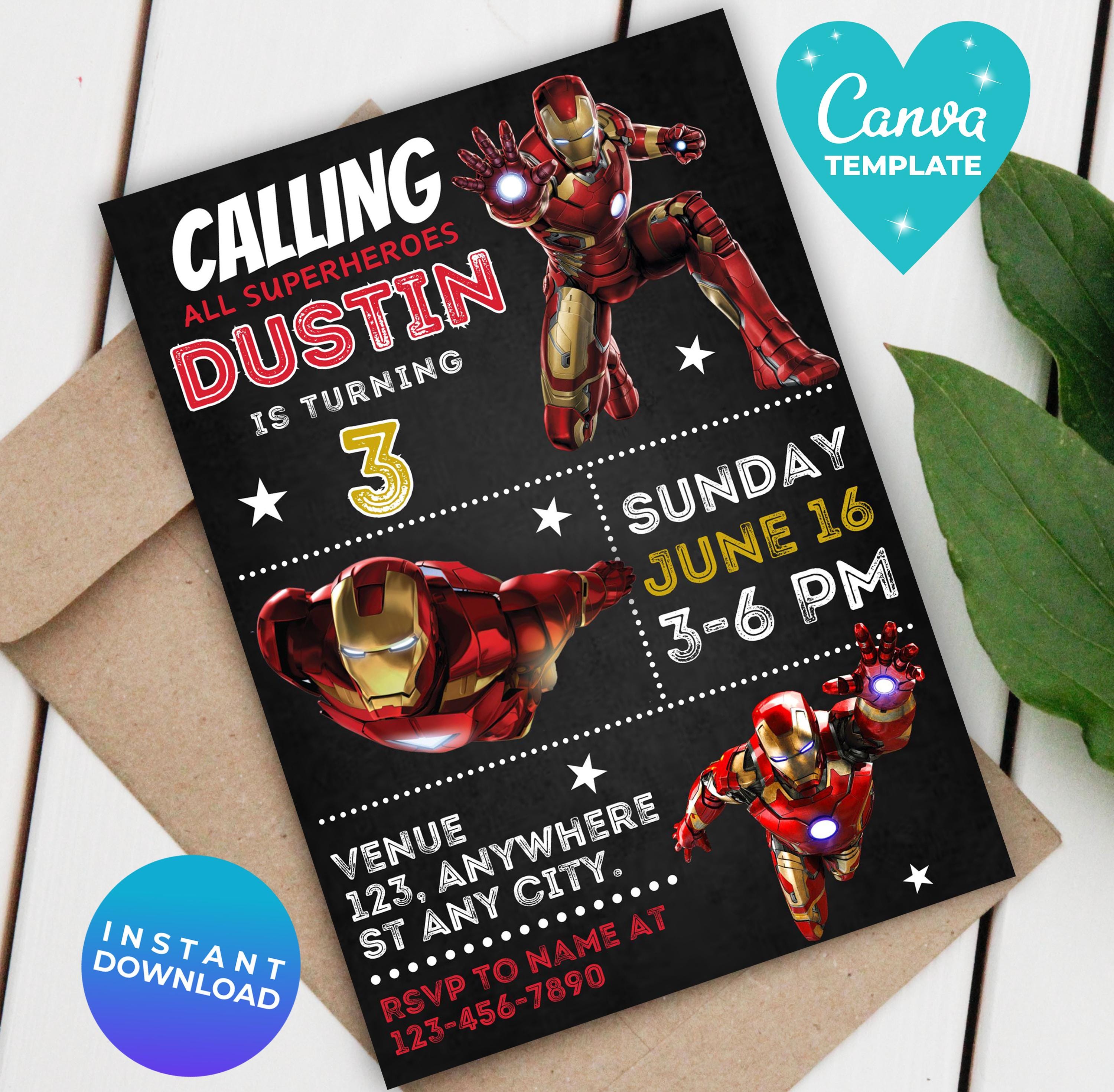 Iron Man Birthday Invitation | Editable Superhero Invite | Avengers ...