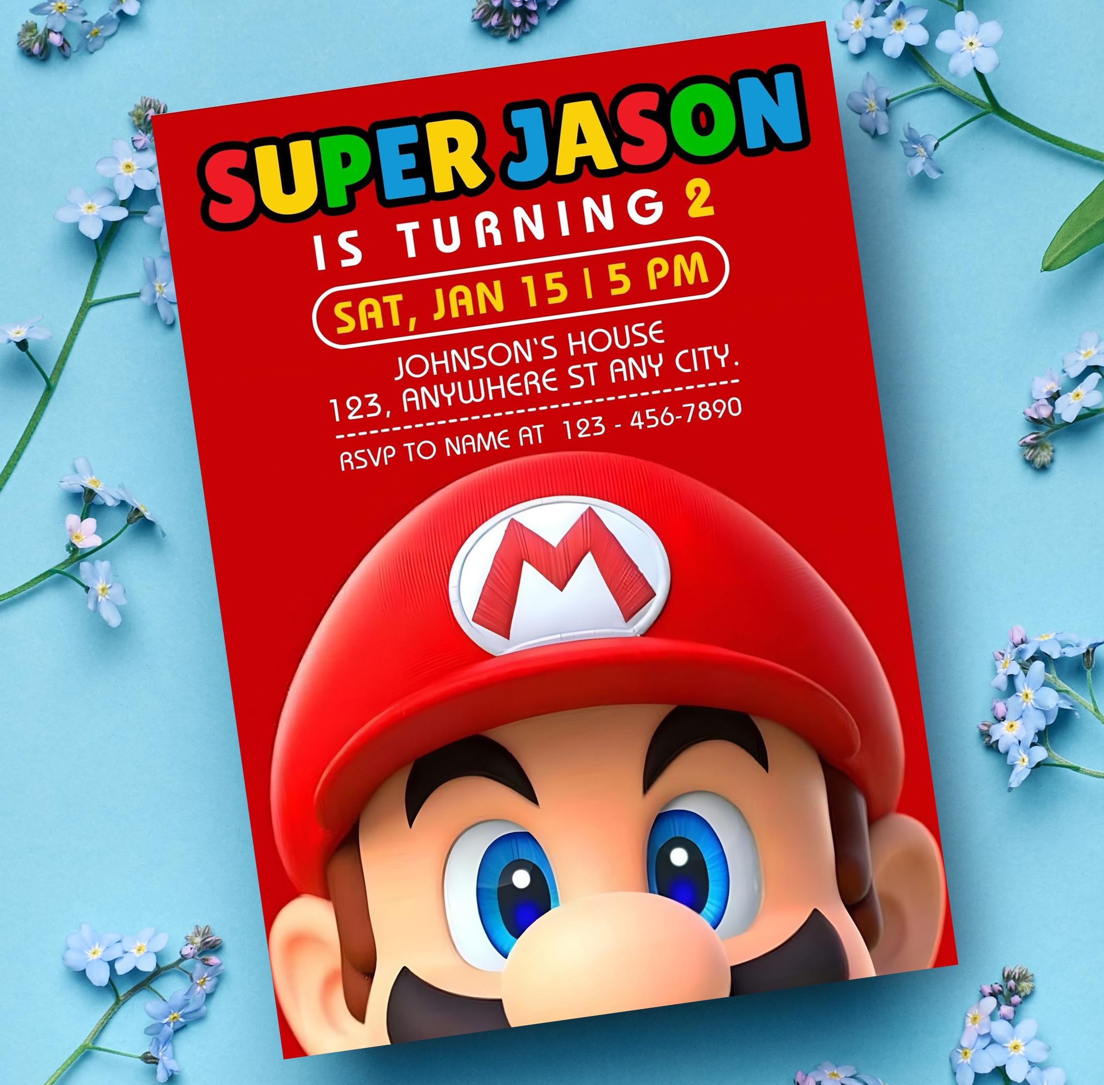 Editable Super Mario Invitation, Mario Bros Birthday Invitation ...