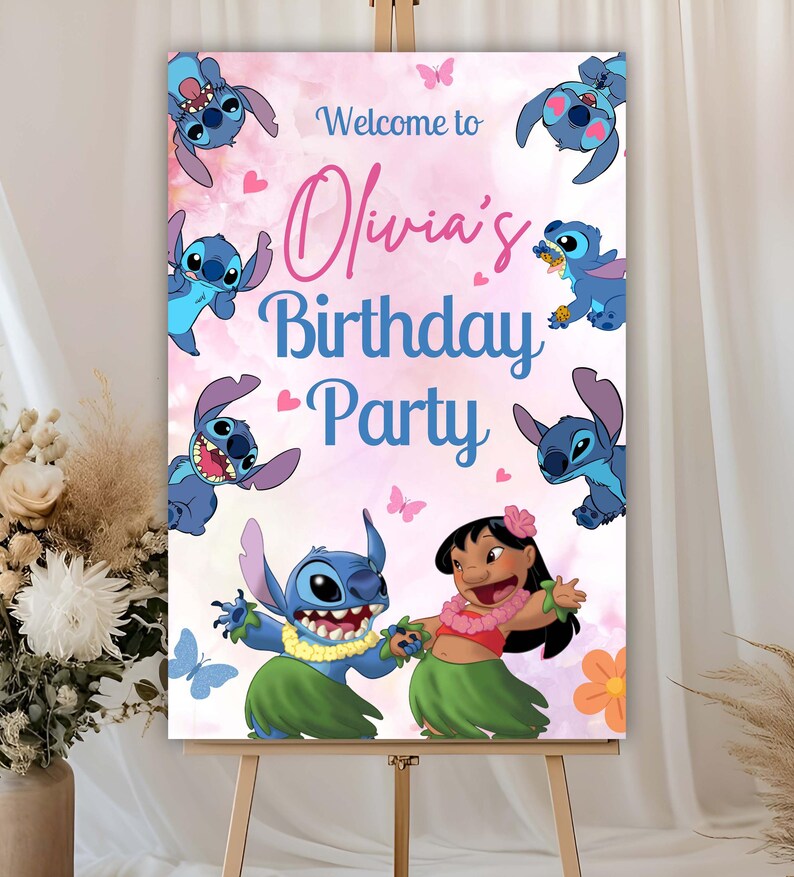 Stitch Sign In Editable Lilo & Stitch Welcome Sign Template, Lilo and Stitch Party ...