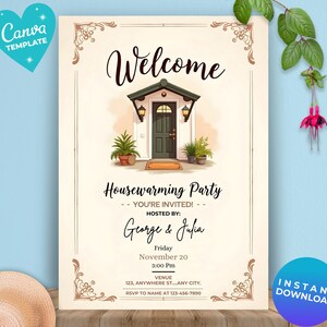 Editable Housewarming Invitation Housewarming Party Home Sweet Home Template New Home Party New House Instant Download Canva Template