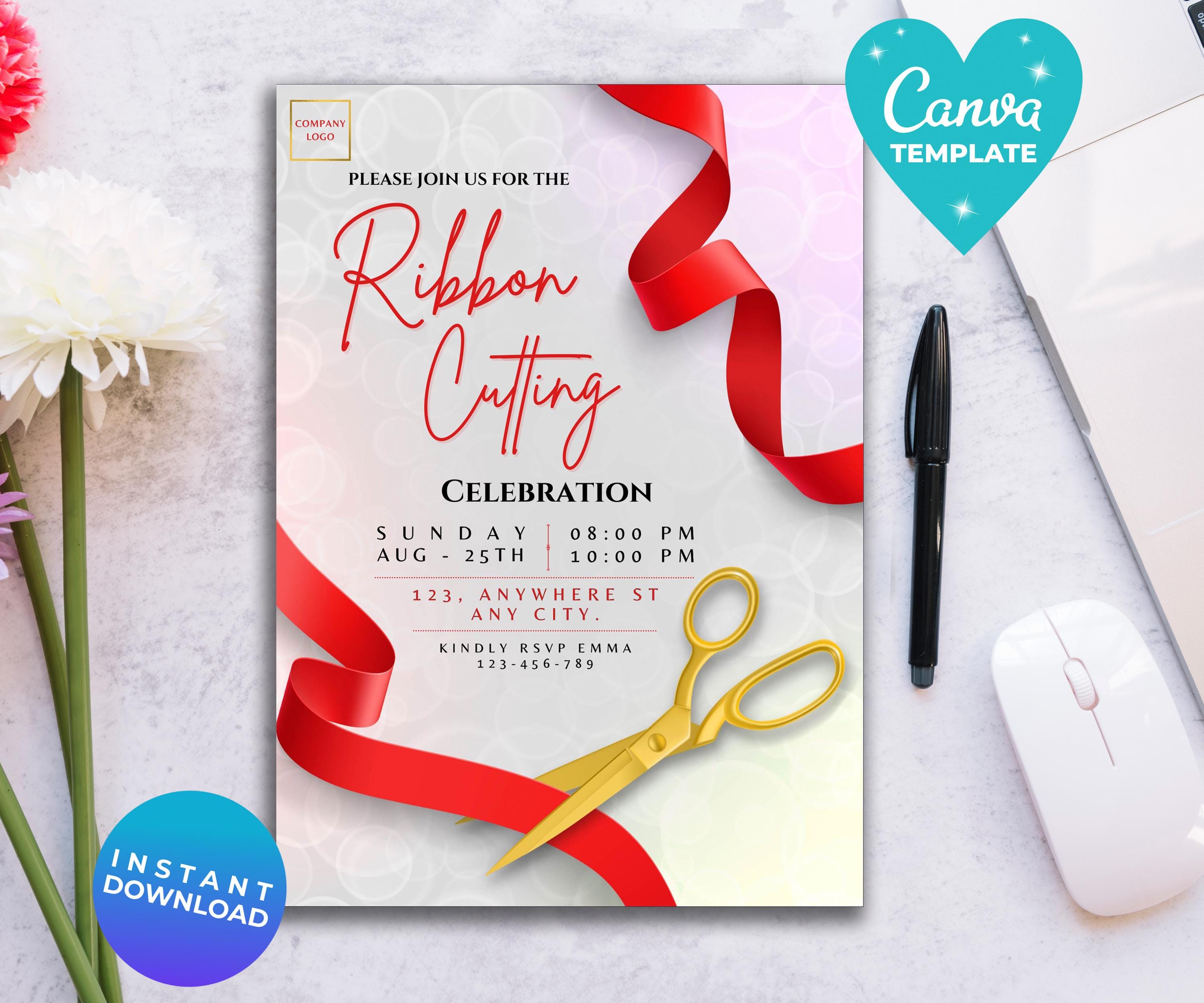 Blue Ribbon Cutting Ceremony Invitation