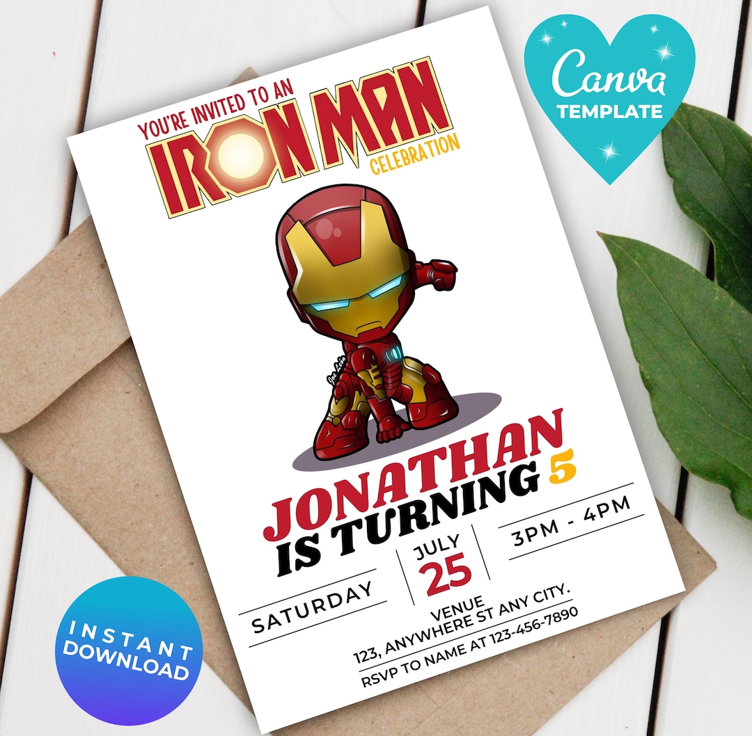Iron Man Birthday Invitation | Editable Superhero Party Invite | Marvel ...