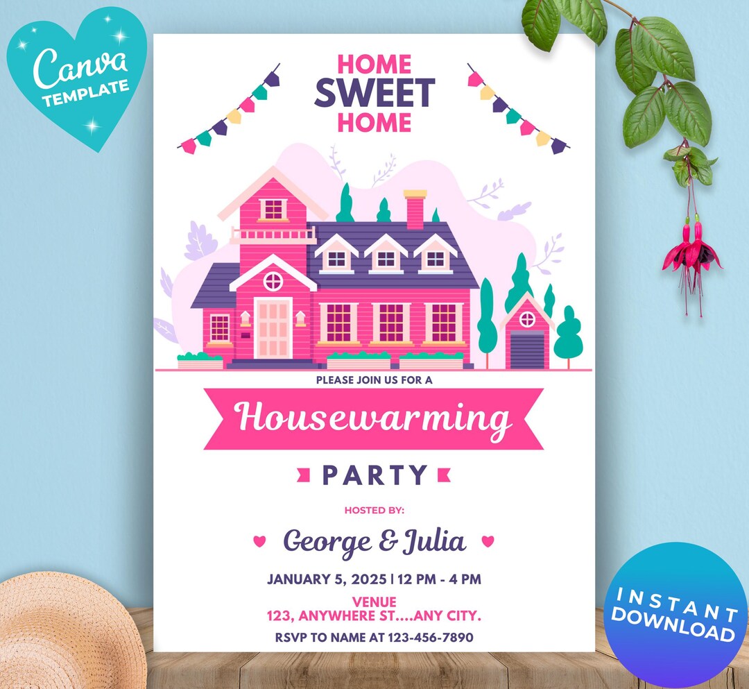 Editable Housewarming Invitation Housewarming Party Home Sweet Home ...