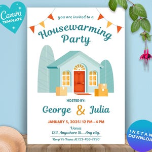 Editable Housewarming Invitation Housewarming Party Home Sweet Home Template New Home Party New House Instant Download Canva Template