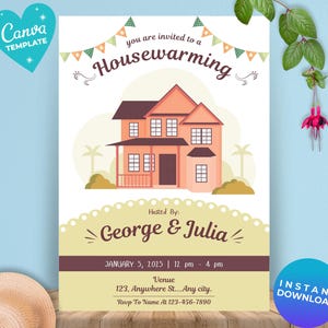 Editable Housewarming Invitation Housewarming Party Home Sweet Home Template New Home Party New House Instant Download Canva Template