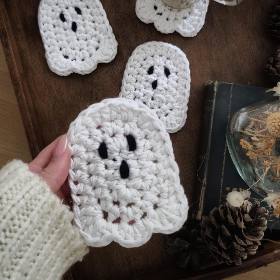 Crochet Ghost Coaster Pattern Halloween Crochet Pattern Halloween