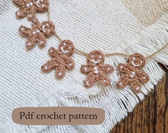 Gingerbread pdf crochet pattern | mini crochet Gingerbread | Christmas crochet pattern