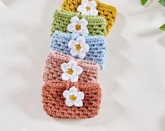 Crochet card purse | crochet daisy purse | crochet daisy wallet | crochet daisy pouch | ready to ship