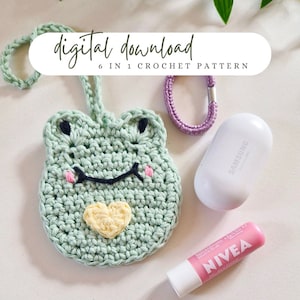 Frog crochet pattern, easy crochet pattern, beginner friendly, crochet coaster pattern, crochet pouch pattern,