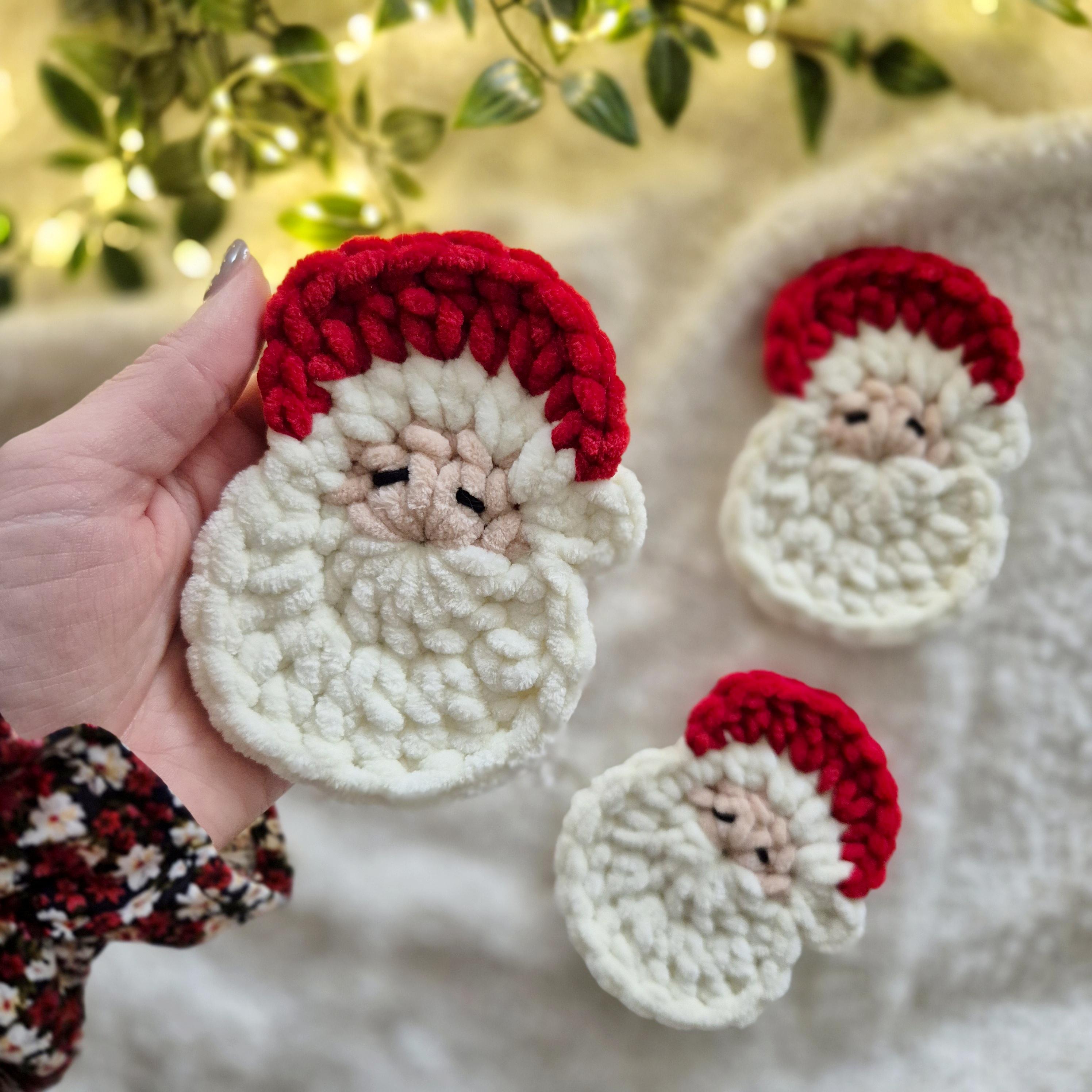 Santa Crochet Pattern Christmas Ornament Coaster Applique Garland ...